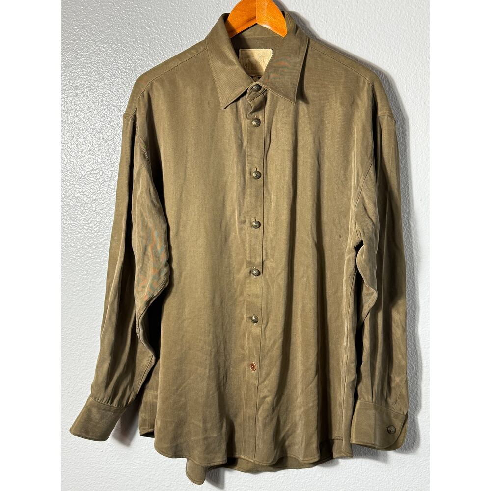 Vintage 90s Stubbs Mens Button Up 100% Tencel Silky Size Medium Made in Texas